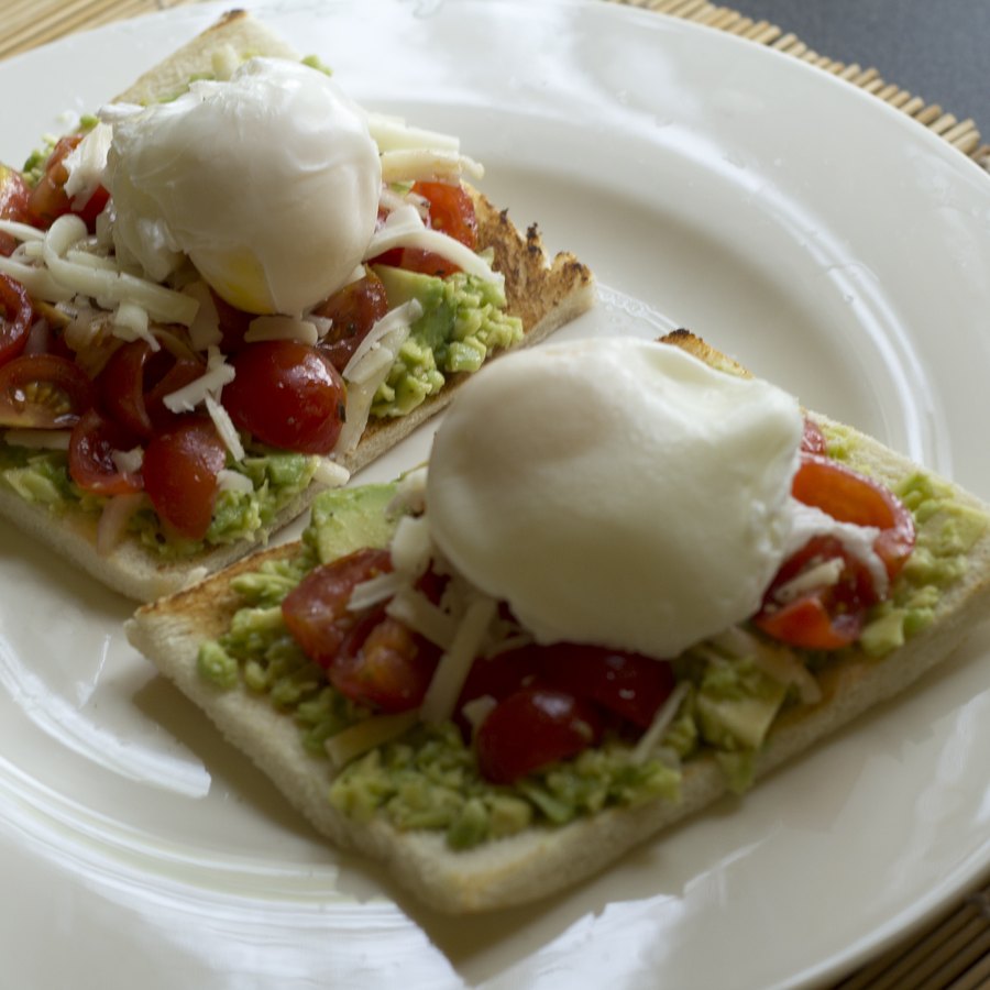 Real avocado toast with eggs recipe preview